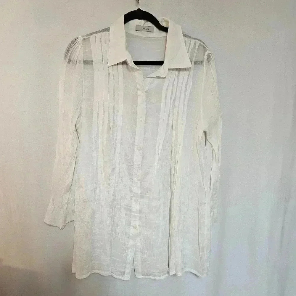 ♥Bettina  sheer‎ button down tunic top